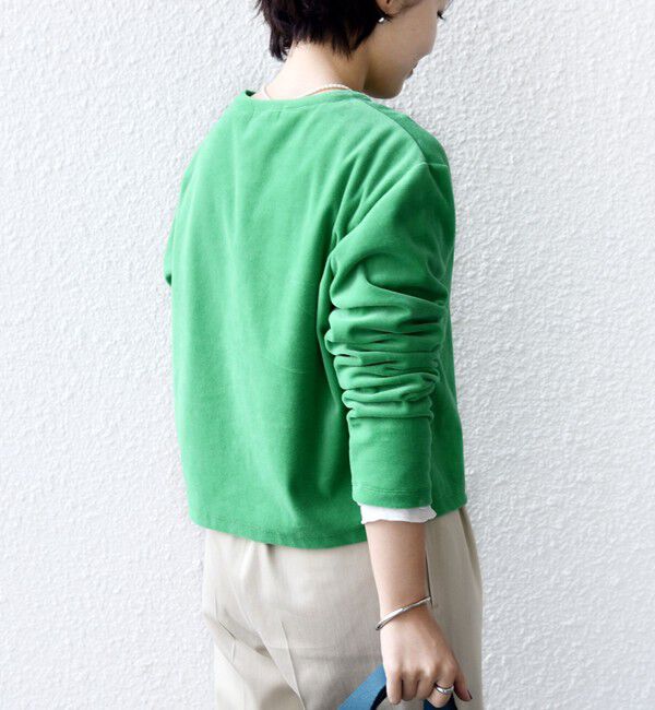 SHIPS for women「〈手洗い可能〉コットン ベロア パール モチーフ ボタン カーディガン」|カーディガン|