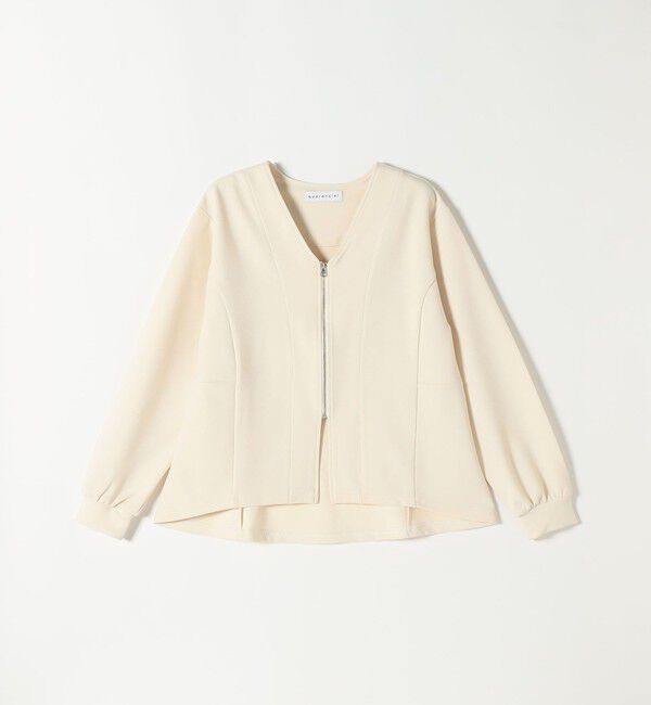 quaranciel「quaranciel:〈洗濯機可能〉カットジョーゼット Vネック ジップ カーディガン」|カーディガン|