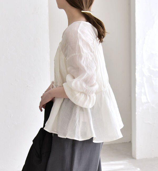 quaranciel「quaranciel:〈手洗い可能〉ラミー ギャザー リボン ティアード ブラウス」|シャツ・ブラウス|