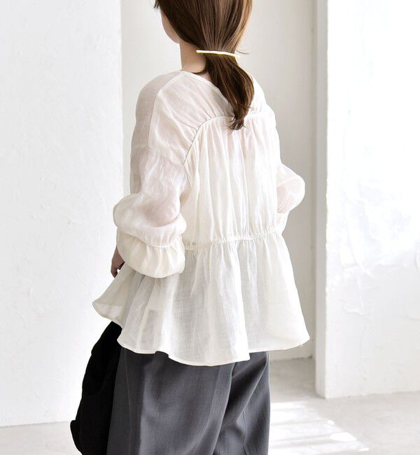 quaranciel「quaranciel:〈手洗い可能〉ラミー ギャザー リボン ティアード ブラウス」|シャツ・ブラウス|