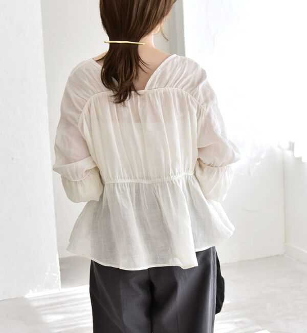 quaranciel「quaranciel:〈手洗い可能〉ラミー ギャザー リボン ティアード ブラウス」|シャツ・ブラウス|