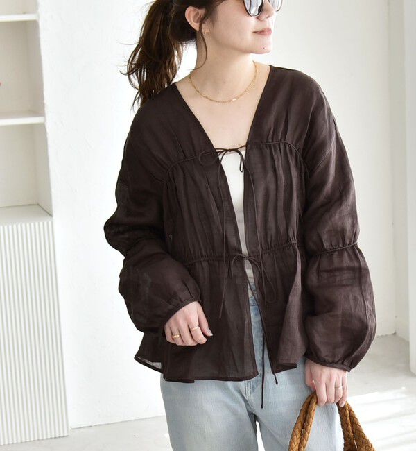 quaranciel「quaranciel:〈手洗い可能〉ラミー ギャザー リボン ティアード ブラウス」|シャツ・ブラウス|