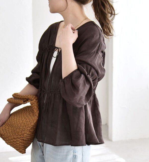 quaranciel「quaranciel:〈手洗い可能〉ラミー ギャザー リボン ティアード ブラウス」|シャツ・ブラウス|