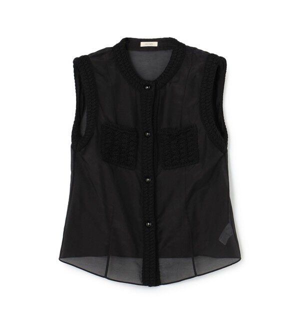 DES PRES「コットンシルクローン スリーブレスブラウス」|シャツ・ブラウス|19 ブラック