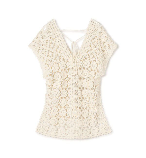 MACPHEE「モチーフクロシェット Vネックプルオーバー」|ニット・セーター|11 ホワイト