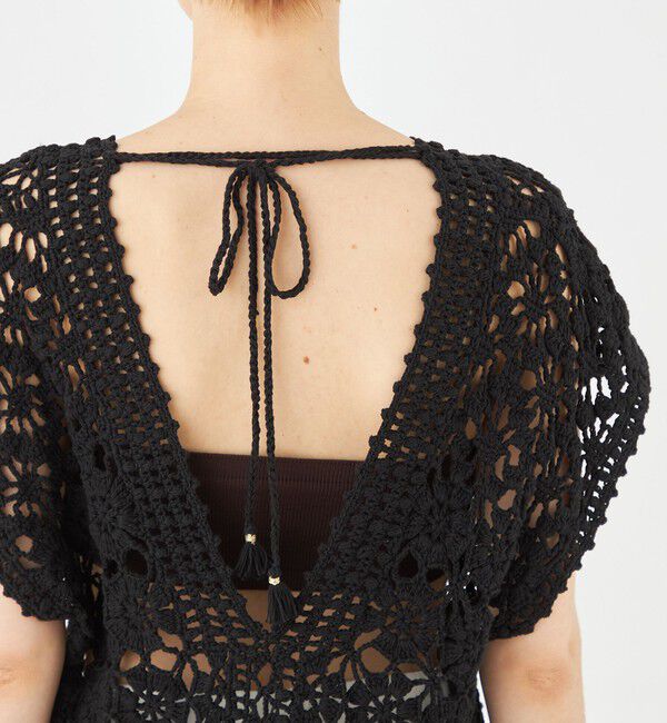 MACPHEE「モチーフクロシェット Vネックプルオーバー」|ニット・セーター|