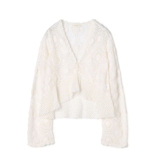DES PRES「ヘアピンレースハンドニット Vネックカーディガン」|カーディガン|11 ホワイト
