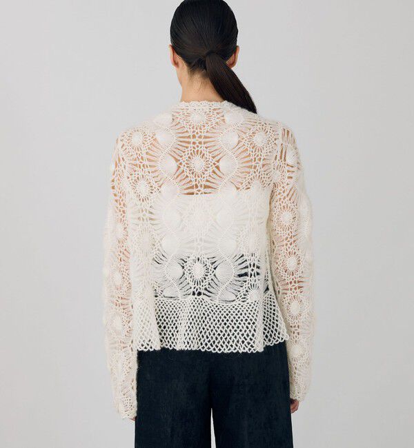 DES PRES「ヘアピンレースハンドニット Vネックカーディガン」|カーディガン|