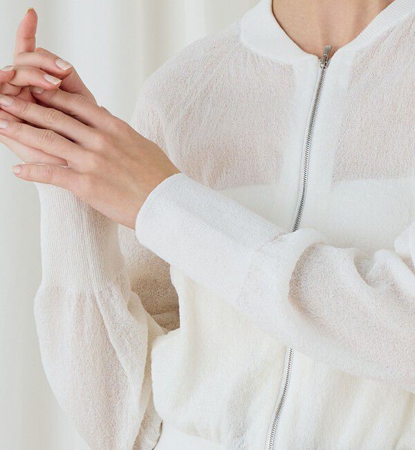 DES PRES「コットンストレッチエアリーニット ジップアップブルゾン」|カーディガン|