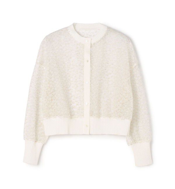 Ballsey「チュールエンブロイダリー レースショートカーディガン」|カーディガン|11 ホワイト系