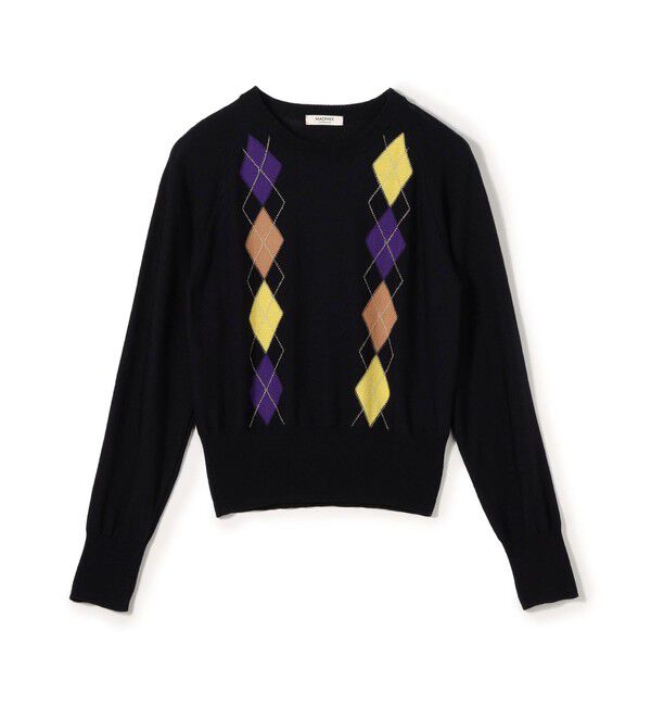 MACPHEE「プレーンウールアーガイル クルーネックプルオーバー」|ニット・セーター|68 ネイビー系