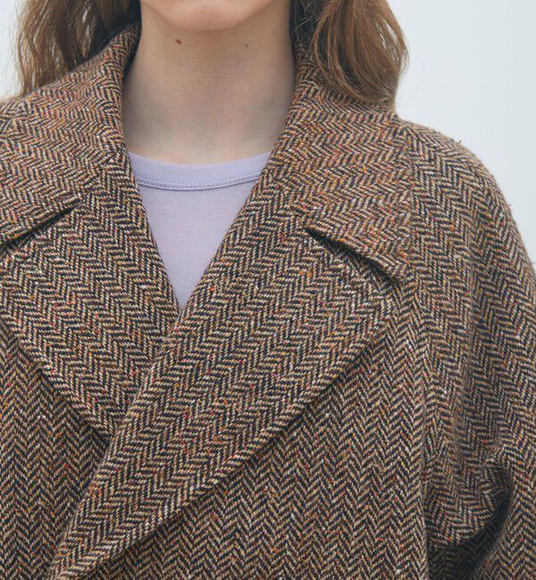 MACPHEE「カラーネップヘリンボーン ダブルブレストロングコート」|チェスターコート|