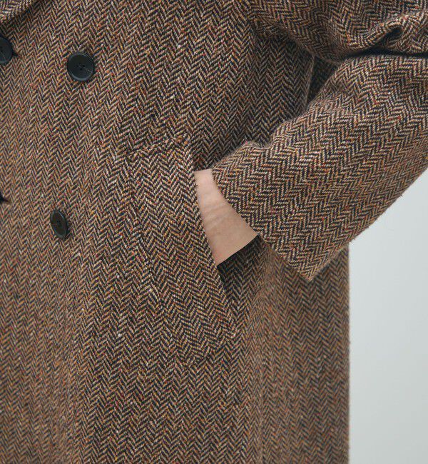 MACPHEE「カラーネップヘリンボーン ダブルブレストロングコート」|チェスターコート|