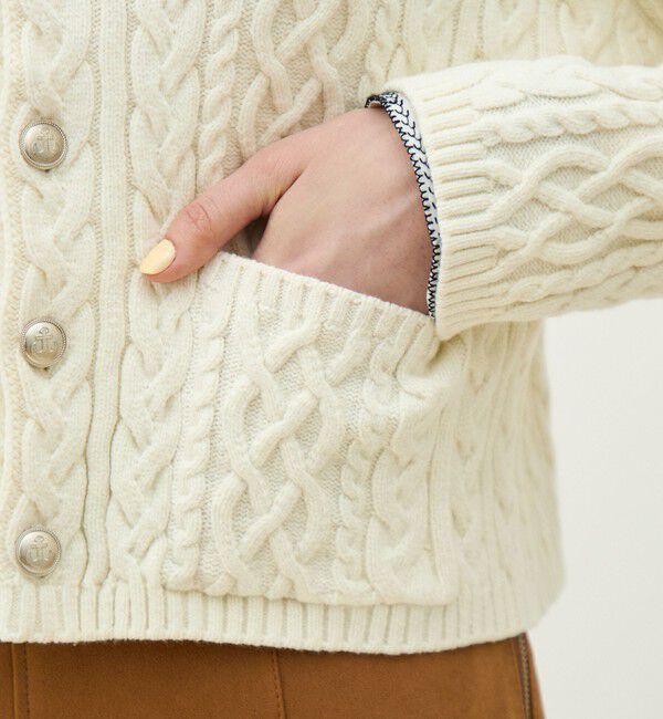 MACPHEE「ハイブリットコットンケーブル クルーネックカーディガン」|カーディガン|