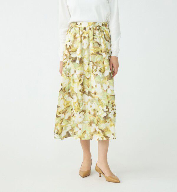 Ballsey「ミスティーフラワープリント ボリュームギャザースカート」|フレア|