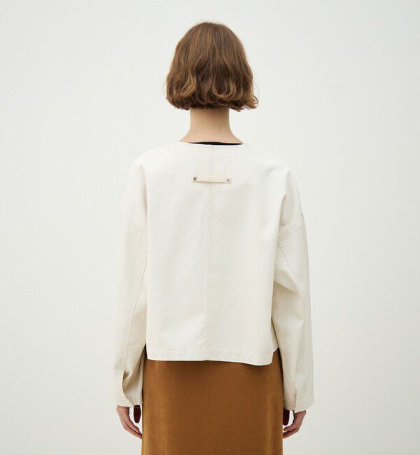MACPHEE「ピグメントドリルクロス クルーネックジャケット」|ノーカラージャケット|