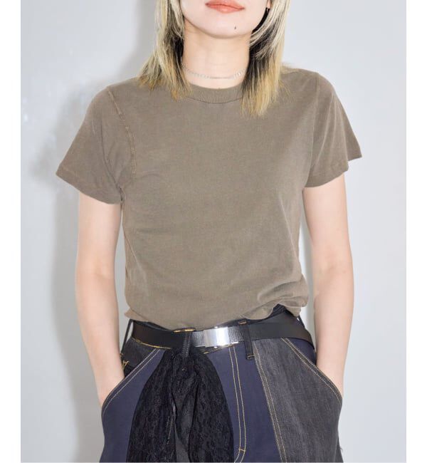  「《予約》ASHER AMELIA VINTAGE TEE L232-J101：Tシャツ」|Tシャツ・カットソー|カーキ