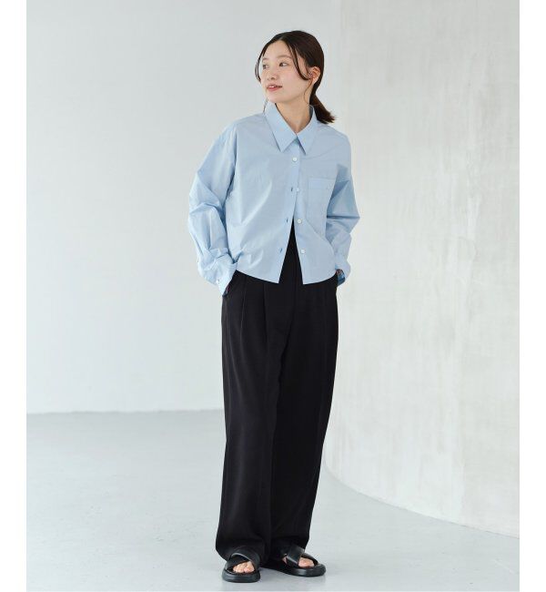 IENA「《追加2》TA/PL ジョーゼットタックワイドパンツ」|スラックス|