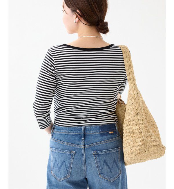 IENA「ATON/エイトン 別注 SUVIN FRAISE ボートネック ボーダーTシャツ」|Tシャツ・カットソー|