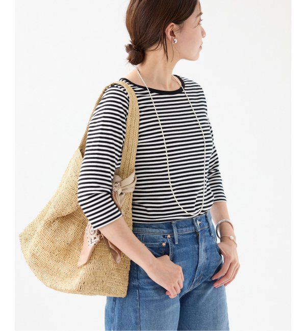IENA「ATON/エイトン 別注 SUVIN FRAISE ボートネック ボーダーTシャツ」|Tシャツ・カットソー|