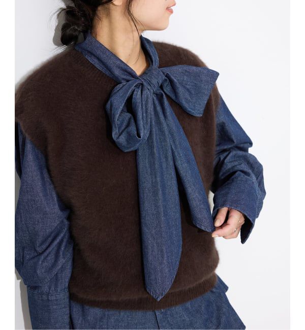 SLOBE IENA「フェザーデニムビッグボウタイシャツ」|シャツ・ブラウス|