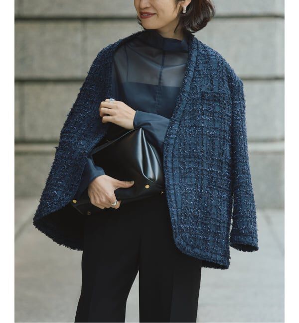 VERMEIL par iena「tweedノーカラージャケット」|ノーカラージャケット|ネイビー