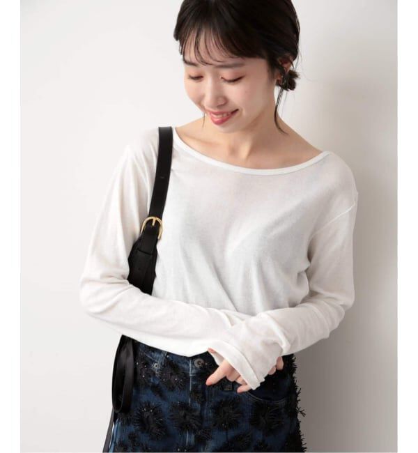 SLOBE IENA「《追加8》miller SLOBE別注 SHEER RIB クルーネック」|Tシャツ・カットソー|ホワイト