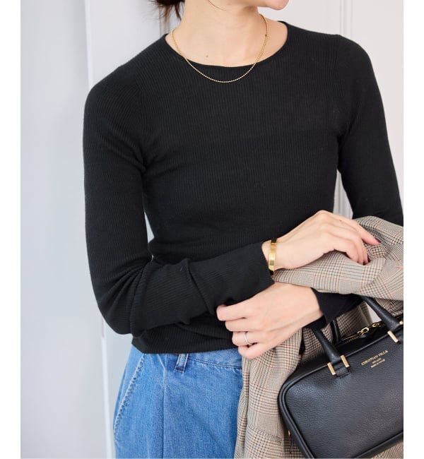 SLOBE IENA「《WEB限定/追加3》スイビハイゲージプルオーバー」|ニット・セーター|ブラック