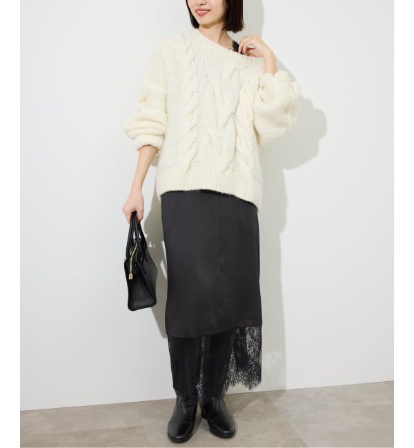 SLOBE IENA「《WEB限定カラー有り/追加》レースサテンワンピース」|ワンピース|