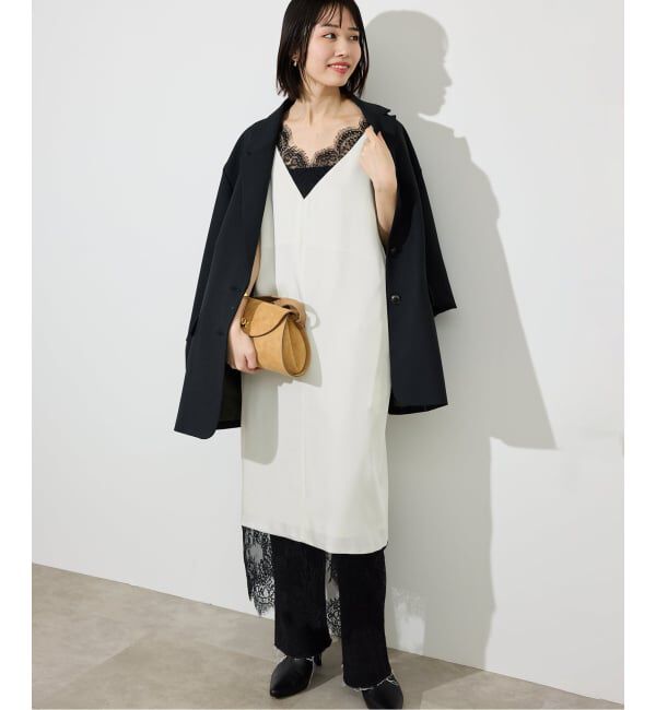 SLOBE IENA「《WEB限定カラー有り/追加》レースサテンワンピース」|ワンピース|ナチュラル