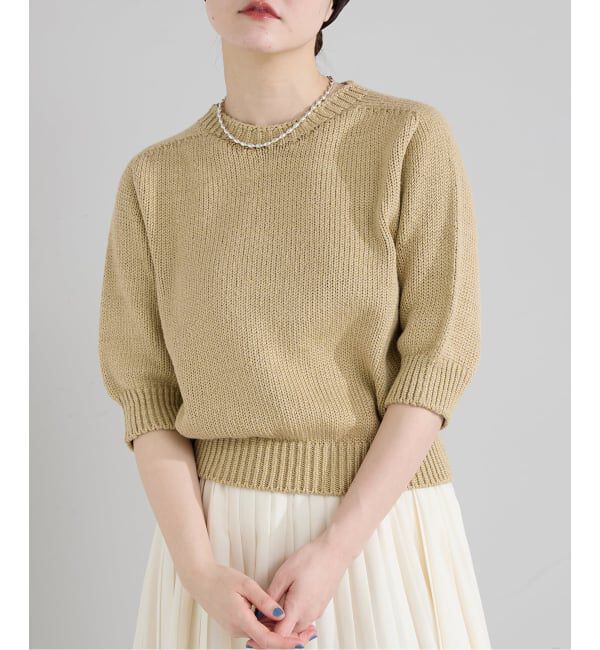 IENA「POLISHコットンプルオーバー」|ニット・セーター|キャメル