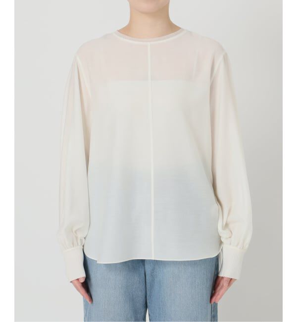 IENA「《予約》クルーネックシアーリブブラウス」|シャツ・ブラウス|