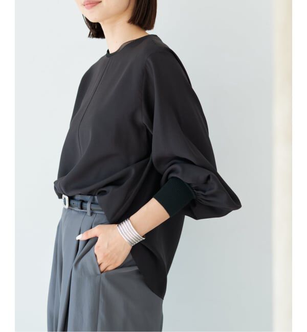 IENA「《予約》クルーネックシアーリブブラウス」|シャツ・ブラウス|