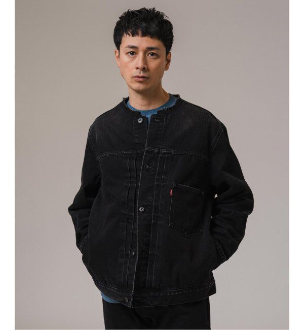 EDIFICE「《再入荷》Levi&rsquo;s(リーバイス) 別注 Type 1 Trucker Jacket BLACK "COLLARLESS"」|デニムジャケット|