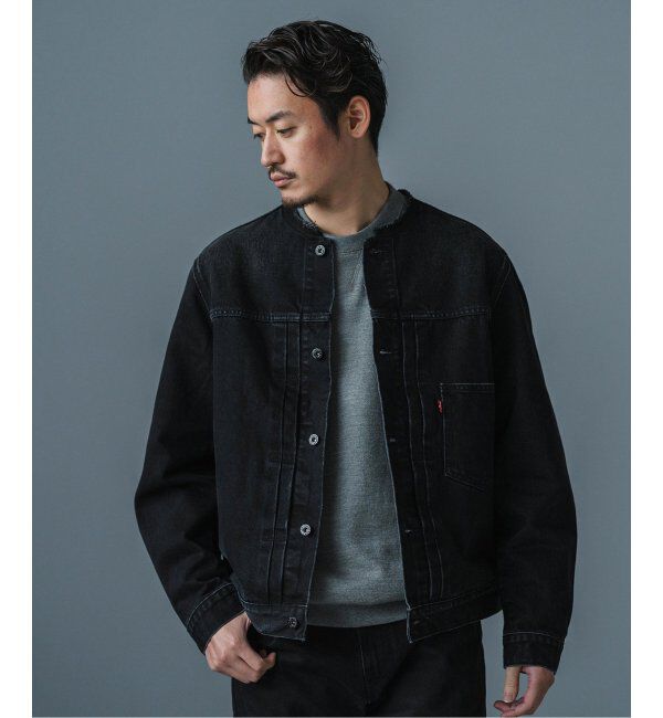 EDIFICE「《再入荷》Levi&rsquo;s(リーバイス) 別注 Type 1 Trucker Jacket BLACK "COLLARLESS"」|デニムジャケット|