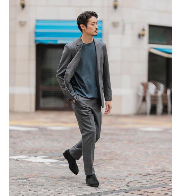 EDIFICE「SUPER 120&rsquo;s ウールサキソニー テーパードパンツ【セットアップ着用可能】」|スラックス|
