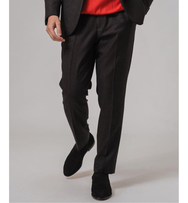 EDIFICE「SUPER 120&rsquo;s ウールサキソニー テーパードパンツ【セットアップ着用可能】」|スラックス|ブラウン A