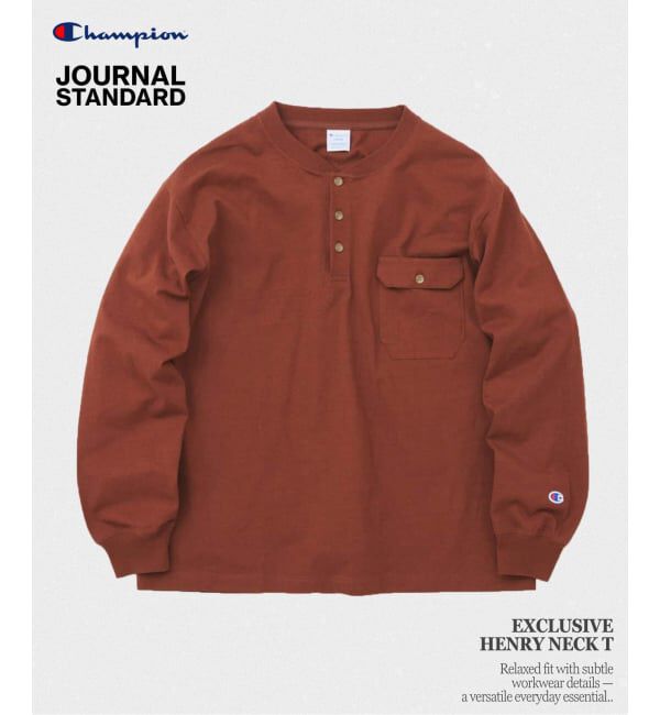 JOURNAL STANDARD「CHAMPION / チャンピオン for JS 長袖 ヘンリーネック」|Tシャツ・カットソー|ブラウン