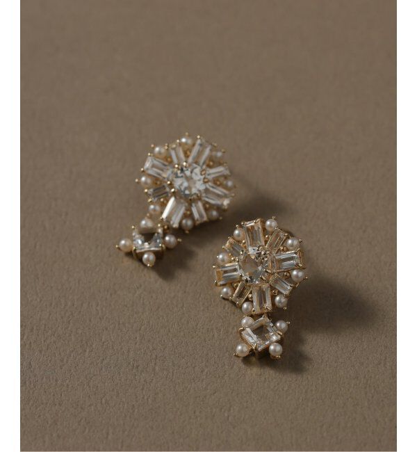 Lilas by Spick&Span「ホワイトトパーズサークルモチーフパールピアス K10（両耳）」|ピアス|