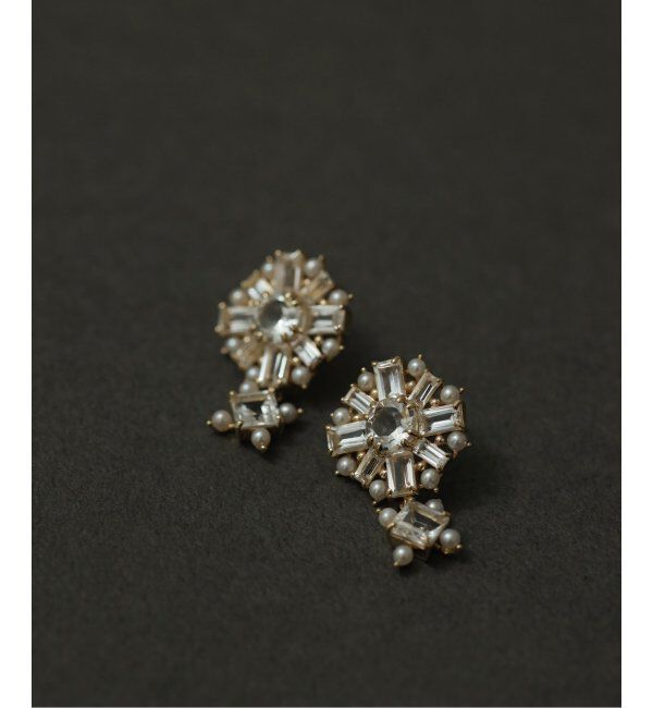 Lilas by Spick&Span「ホワイトトパーズサークルモチーフパールピアス K10（両耳）」|ピアス|