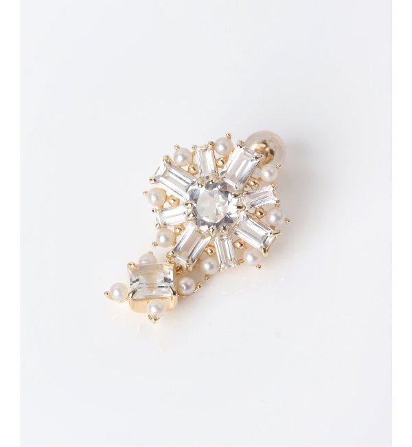 Lilas by Spick&Span「ホワイトトパーズサークルモチーフパールピアス K10（両耳）」|ピアス|