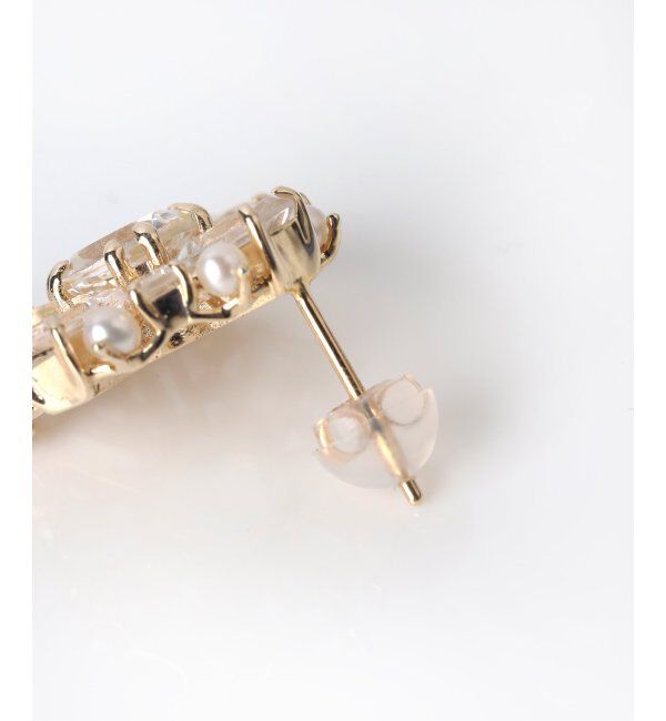 Lilas by Spick&Span「ホワイトトパーズサークルモチーフパールピアス K10（両耳）」|ピアス|