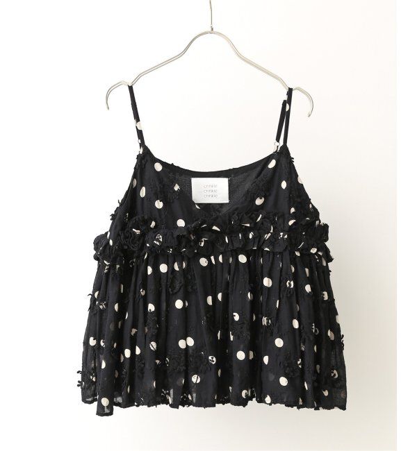 Spick and Span「《追加》crinkle crinkle crinkle 3D embroidery dot camisole CC-2509」|キャミソール|ブラック
