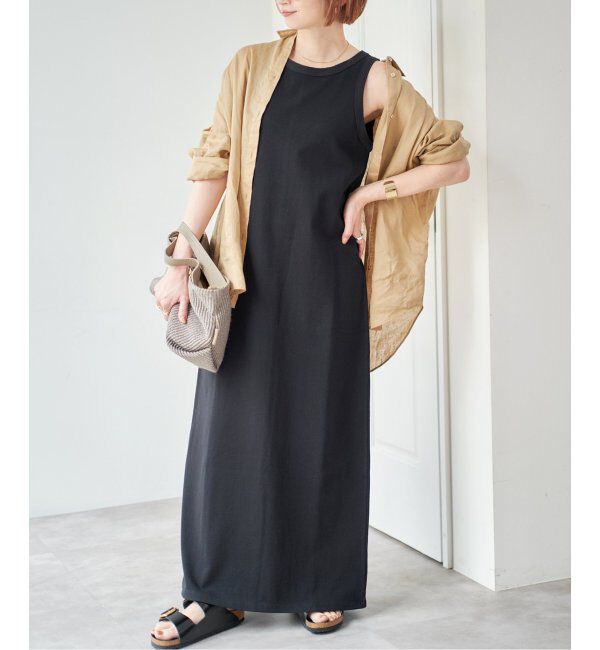 Spick and Span「《追加》天竺アメスリロングワンピース」|ワンピース|ブラック