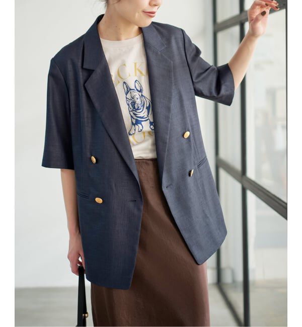 Spick and Span「《一部店舗+WEB限定 / 追加2》ドライクロスハーフスリーブジャケット」|テーラードジャケット|