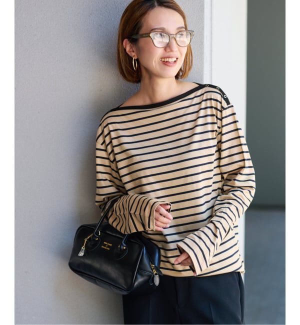 FRAMeWORK「ショルダースナップボーダーTee」|Tシャツ・カットソー|