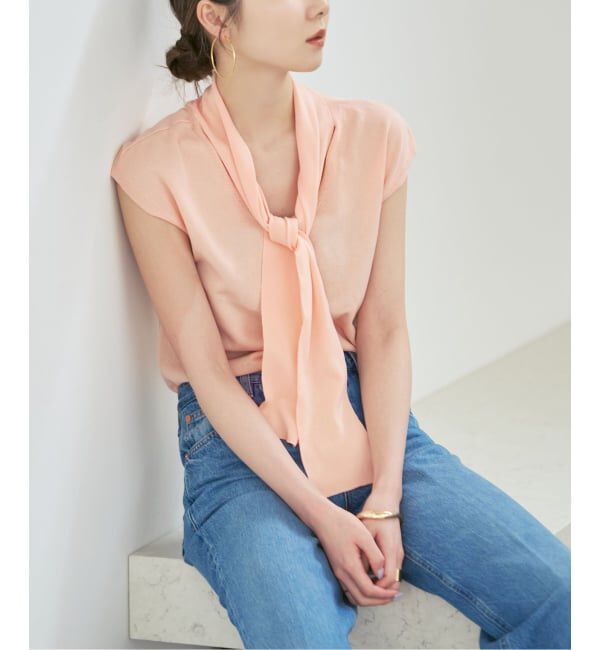 NOBLE「シルクフィールボウタイニット」|ニット・セーター|ピンク