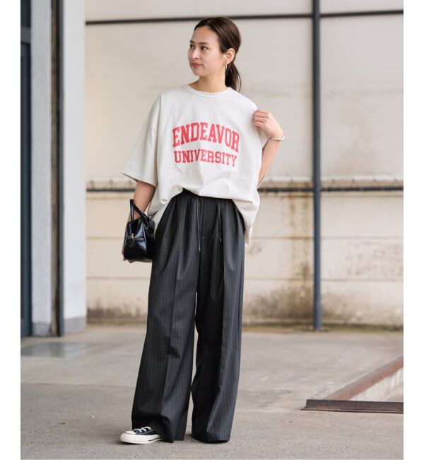 FRAMeWORK「TWストライプワイドパンツ」|スラックス|