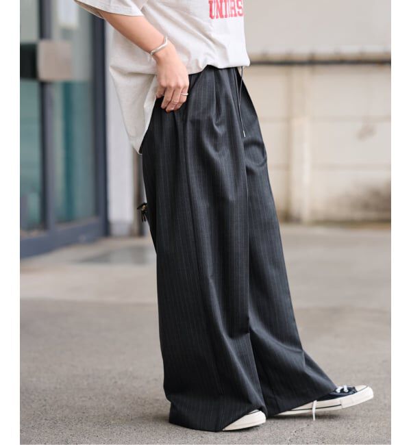 FRAMeWORK「TWストライプワイドパンツ」|スラックス|