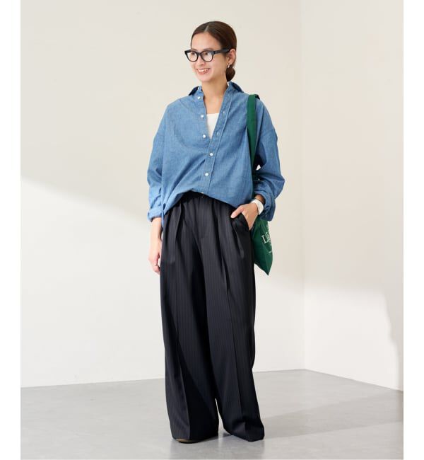 FRAMeWORK「TWストライプワイドパンツ」|スラックス|